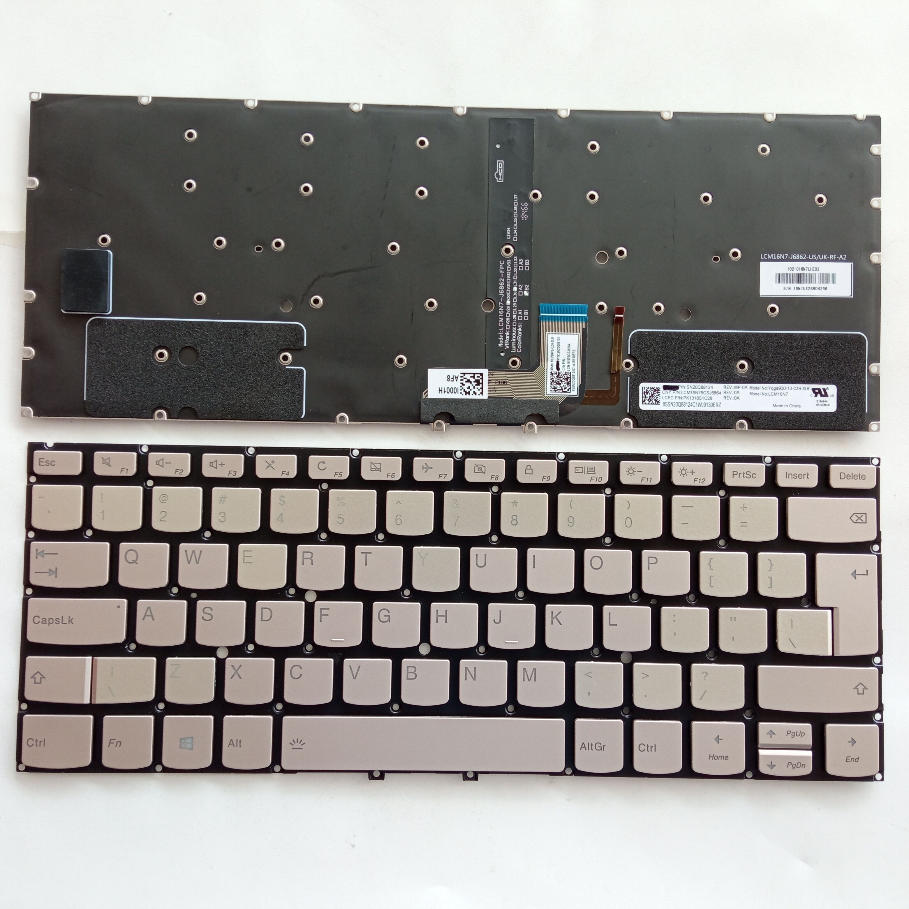 Picture of New Replacement Laptop Keyboard For LENOVO YOGA930-13/C930-13/YOGA7 PRO-13 Gold Backlit (OEM) UI Layout